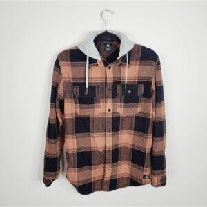 DC Men's Plaid Flannel Skater Grunge Outdoor Camp Hooded Shirt M